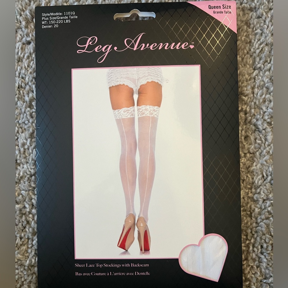 Queen size white stockings